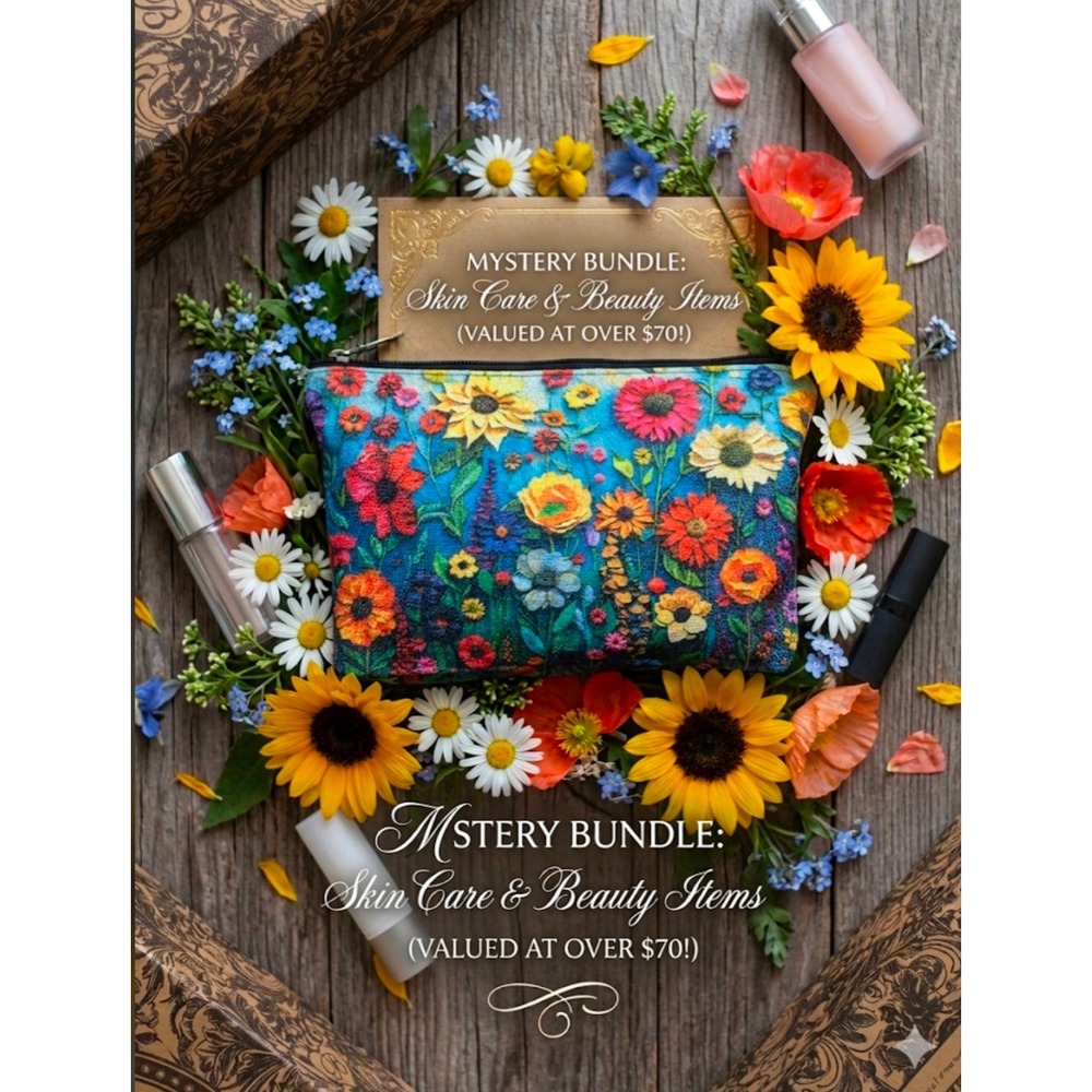 Mystery Bundle Skin Care & Beauty Items Grooming Set Floral Pouch $70 Value